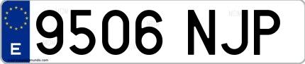 Ejemplo de matrícula española 9506 NJP