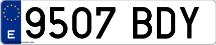Ejemplo de matrícula de coche ordinaria 9507 BDY