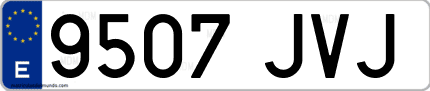 Ejemplo de matrícula de coche ordinaria 9507 JVJ