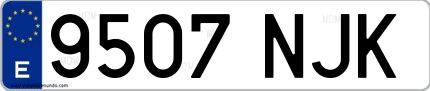 Ejemplo de matrícula española 9507 NJK