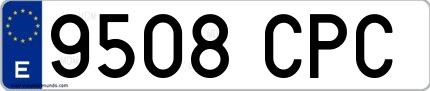 Ejemplo de matrícula de coche ordinaria 9508 CPC
