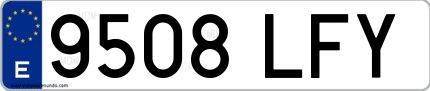 Ejemplo de matrícula española 9508 LFY