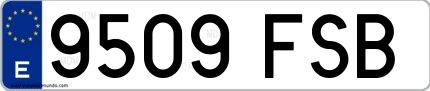 Ejemplo de matrícula española 9509 FSB