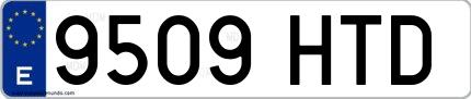 Ejemplo de matrícula española 9509 HTD