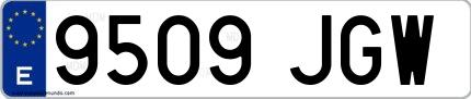 Ejemplo de matrícula española 9509 JGW