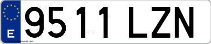 Ejemplo de matrícula de coche ordinaria 9511 LZN