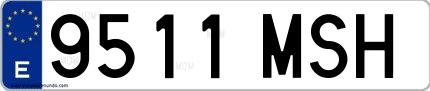 Ejemplo de matrícula española 9511 MSH