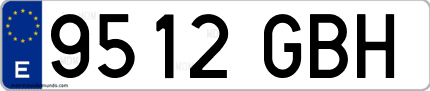 Ejemplo de matrícula de coche ordinaria 9512 GBH