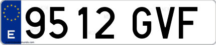 Ejemplo de matrícula de coche ordinaria 9512 GVF