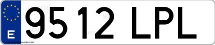 Ejemplo de matrícula española 9512 LPL