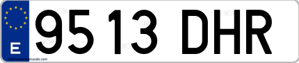 Ejemplo de matrícula de coche ordinaria 9513 DHR