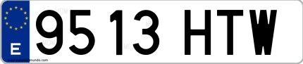 Ejemplo de matrícula española 9513 HTW