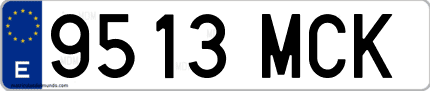 Ejemplo de matrícula de coche ordinaria 9513 MCK