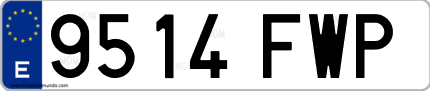 Ejemplo de matrícula de coche ordinaria 9514 FWP