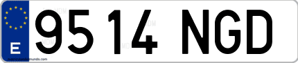 Ejemplo de matrícula de coche ordinaria 9514 NGD