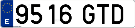 Ejemplo de matrícula de coche ordinaria 9516 GTD