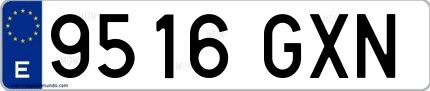 Ejemplo de matrícula española 9516 GXN