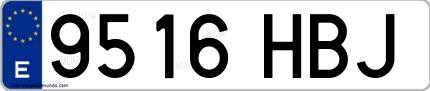 Ejemplo de matrícula española 9516 HBJ