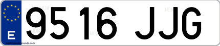 Ejemplo de matrícula de coche ordinaria 9516 JJG