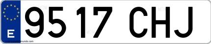 Ejemplo de matrícula española 9517 CHJ