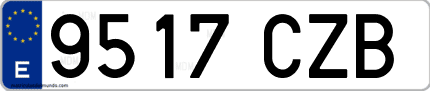 Ejemplo de matrícula de coche ordinaria 9517 CZB