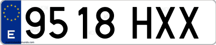 Ejemplo de matrícula de coche ordinaria 9518 HXX
