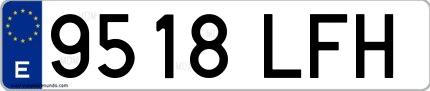 Ejemplo de matrícula española 9518 LFH