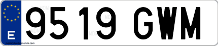 Ejemplo de matrícula de coche ordinaria 9519 GWM