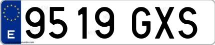 Ejemplo de matrícula española 9519 GXS