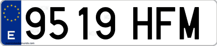 Ejemplo de matrícula de coche ordinaria 9519 HFM