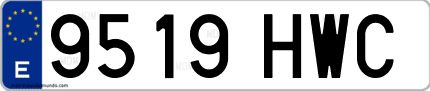 Ejemplo de matrícula de coche ordinaria 9519 HWC
