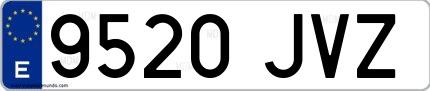 Ejemplo de matrícula española 9520 JVZ