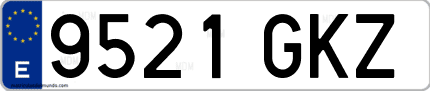 Ejemplo de matrícula de coche ordinaria 9521 GKZ