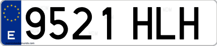 Ejemplo de matrícula de coche ordinaria 9521 HLH