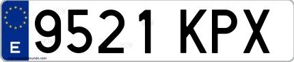 Ejemplo de matrícula española 9521 KPX