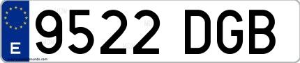 Ejemplo de matrícula española 9522 DGB