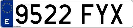 Ejemplo de matrícula española 9522 FYX