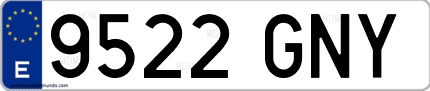Ejemplo de matrícula de coche ordinaria 9522 GNY