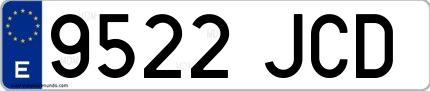 Ejemplo de matrícula española 9522 JCD
