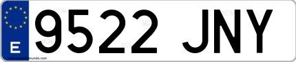 Ejemplo de matrícula española 9522 JNY