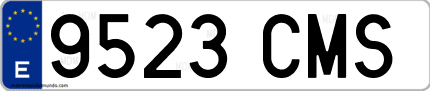 Ejemplo de matrícula de coche ordinaria 9523 CMS