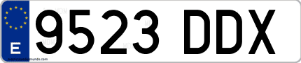Ejemplo de matrícula de coche ordinaria 9523 DDX