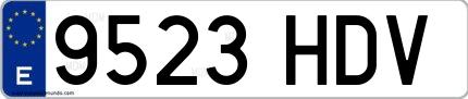 Ejemplo de matrícula española 9523 HDV