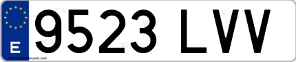 Ejemplo de matrícula de coche ordinaria 9523 LVV