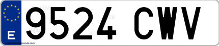 Ejemplo de matrícula de coche ordinaria 9524 CWV