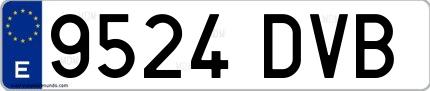 Ejemplo de matrícula de coche ordinaria 9524 DVB