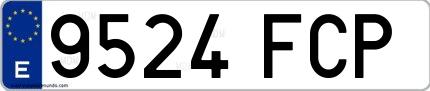 Ejemplo de matrícula de coche ordinaria 9524 FCP