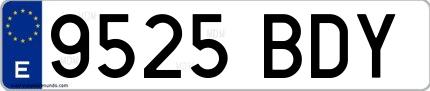Ejemplo de matrícula española 9525 BDY