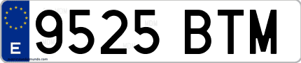 Ejemplo de matrícula de coche ordinaria 9525 BTM