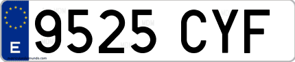 Ejemplo de matrícula de coche ordinaria 9525 CYF